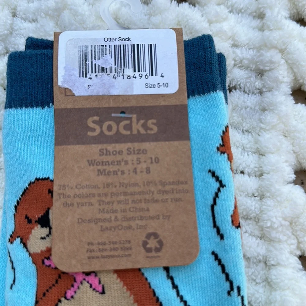 Lazy One Socks - Otter Critter crew mid calf cozy new